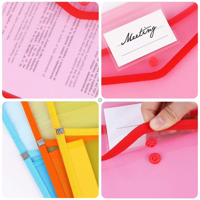 ABC life Plastic File Folder Poly Envelopes Expanding File Wallet Document Folder with Snap Closure  6 Pack A4/Letter Size Waterproof Accordion File Pouch for Office Organization (Assorted Color) - Image 4